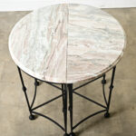 Pair of Iron and Marble Demilune Consoles