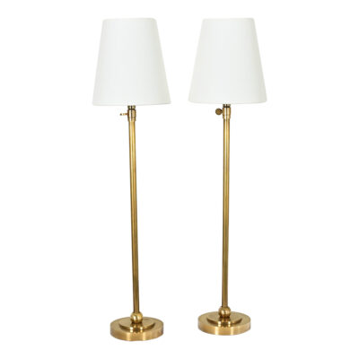 Adjustable Height Brass and Linen Cordless Lamp