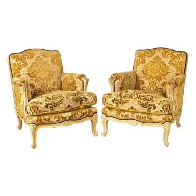 French 19th Century Pair of Louis XV Style Bergeres