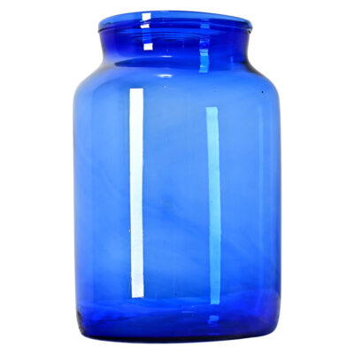 French Vintage Blue Glass Pickling Jar