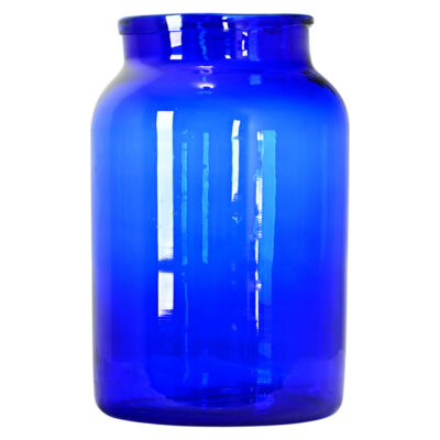 French Vintage Blue Glass Picking Jar