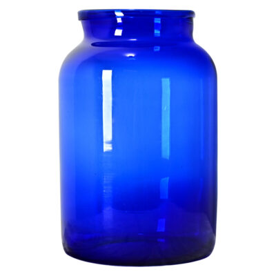French Vintage Cobalt Blue Glass Pickling Jar