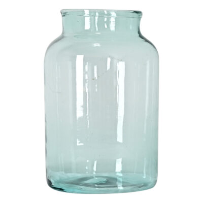 French Vintage Aqua Glass Pickling Jar
