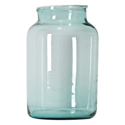 French Vintage Aqua Glass Pickling Jar