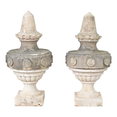 Portuguese Pair of 19th Century Carved Stone Pinnacles