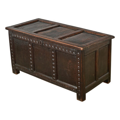 French 18th Century Solid Oak Carved Coffer
