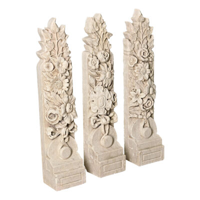 French 19th Century Set of 3 Hand-carved Marble Corbels