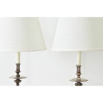 French Pair of Tall Silverplate Candlestick Lamps
