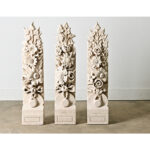 French 19th Century Set of 3 Hand-carved Marble Corbels