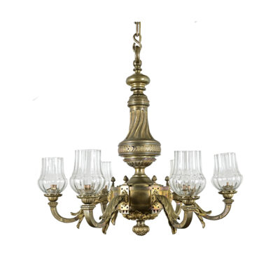 French 19th Century Bronze & Glass Chandelier