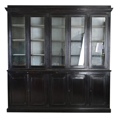 English Painted & Ebonized Large Bookcase