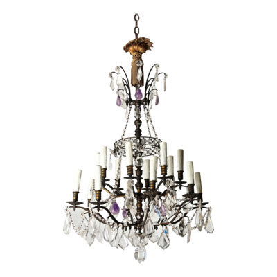 French 19th Century Rock Crystal and Amethyst Chandelier