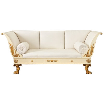 Swedish Empire Painted Parcel Gilt Settee