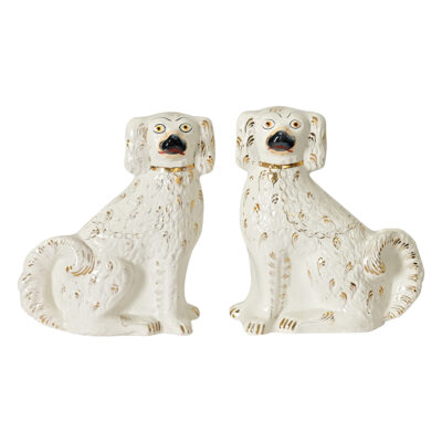 English Pair of Staffordshire White Spaniels