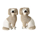 English Pair of 19th Century Staffordshire White Poodle Dogs