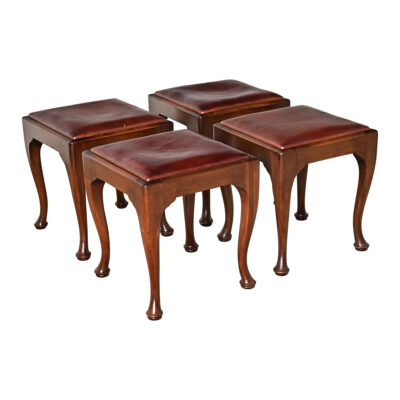 English Set of Four Mahogany and Leather Top Footstools