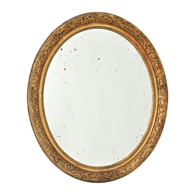 French 19th Century Massive Oval Gilt Mirror