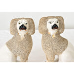 English Pair of 19th Century Staffordshire White Poodle Dogs