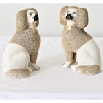 English Pair of 19th Century Staffordshire White Poodle Dogs