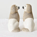 English Pair of 19th Century Staffordshire White Poodle Dogs