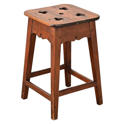 English Pitch Pine Clover Stool Circa 1920
