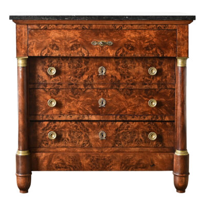 French 19th Century Burled Mahogany Empire Commode