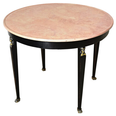 French Empire Style Ebonized Marble Top Center Table