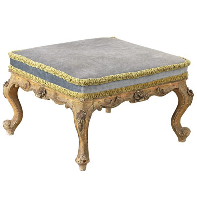 Italian 18th Century Baroque Upholstered Low Stool