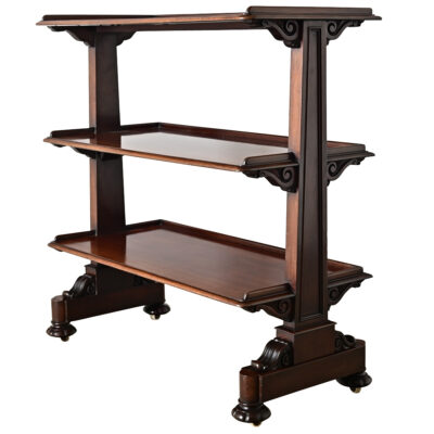 English 19th Century Mahogany Etagere on Casters