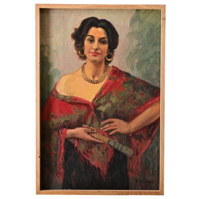 French Vintage Portrait of a Flamenco Dancer, Signed Tondreau