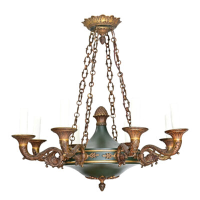 French Vintage Empire Style Gilt Bronze & Tole Flush-mount