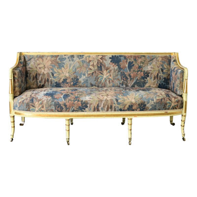 Dutch Painted Parcel Gilt Settee with New Upholstery