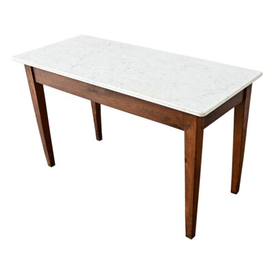 French 19th Century Oak & White Marble Console