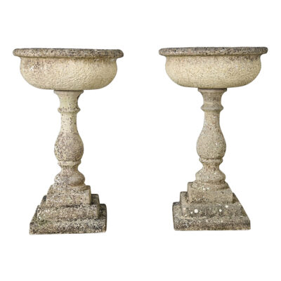 English Pair of 19th Century Cast Stone Planters