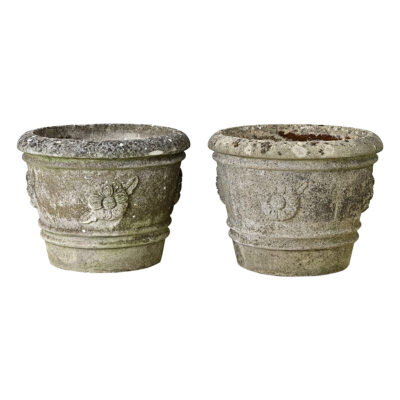 English Pair of Early 20th Century Cast Stone Planters