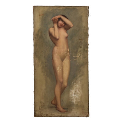 French 19th Century Nude Oil Painting on Canvas