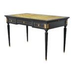 French 19th Century Louis XVI Style Ebonized Desk with Leather Top