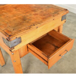 French Early 20th Century Pine Butcher Block Table