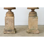 English Pair of 19th Century Carved Stone Garden Urns