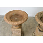 English Pair of 19th Century Carved Stone Garden Urns