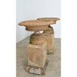 English Pair of 19th Century Carved Stone Garden Urns