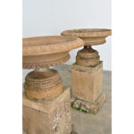 English Pair of 19th Century Carved Stone Garden Urns