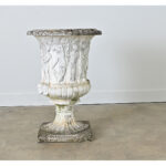 English Circa 1900 Cast Stone Medici Urn with Figurative Motif
