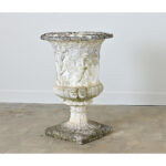 English Circa 1900 Cast Stone Medici Urn with Figurative Motif