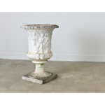 English Circa 1900 Cast Stone Medici Urn with Figurative Motif