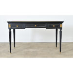 French 19th Century Louis XVI Style Ebonized Desk with Leather Top
