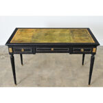 French 19th Century Louis XVI Style Ebonized Desk with Leather Top