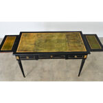 French 19th Century Louis XVI Style Ebonized Desk with Leather Top