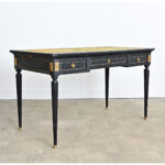 French 19th Century Louis XVI Style Ebonized Desk with Leather Top