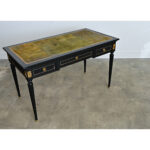 French 19th Century Louis XVI Style Ebonized Desk with Leather Top